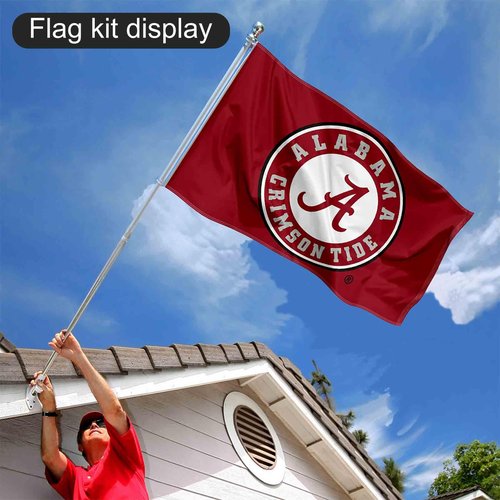 College Flags & Banners Co. Alabama Crimson Tide Team Flag and Pole Bracket Mount Bundle
