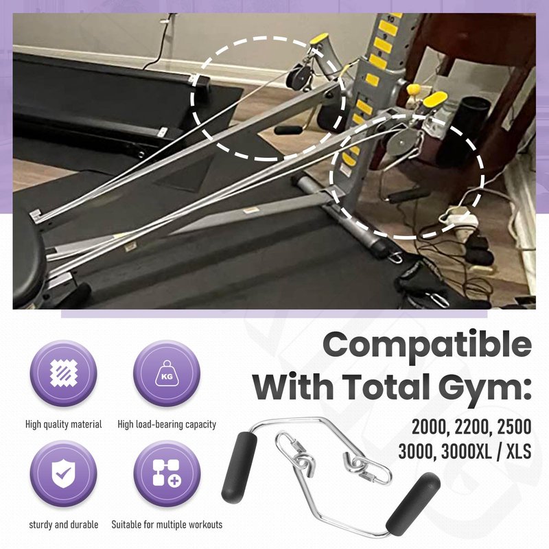 ZHIXING Open Ended Chrome Grip Handles for Tot-al Gym Home Workout Machines 2000, 2200, 2500, 3000, 3000XL, XL, XLS - Total Gym Accessories Compatible with Supra, Electra, FIT, Black