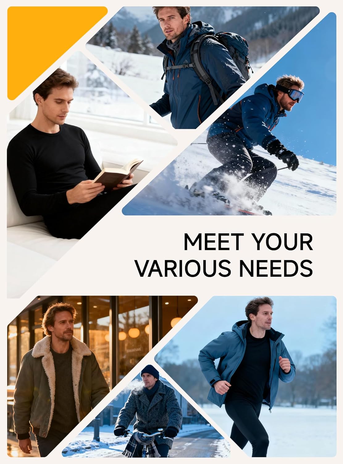 Thermal Underwear for Men - Warm Thick Wool Long Johns with Polar Fleece Lining | Soft Stretchy Winter Base Layer