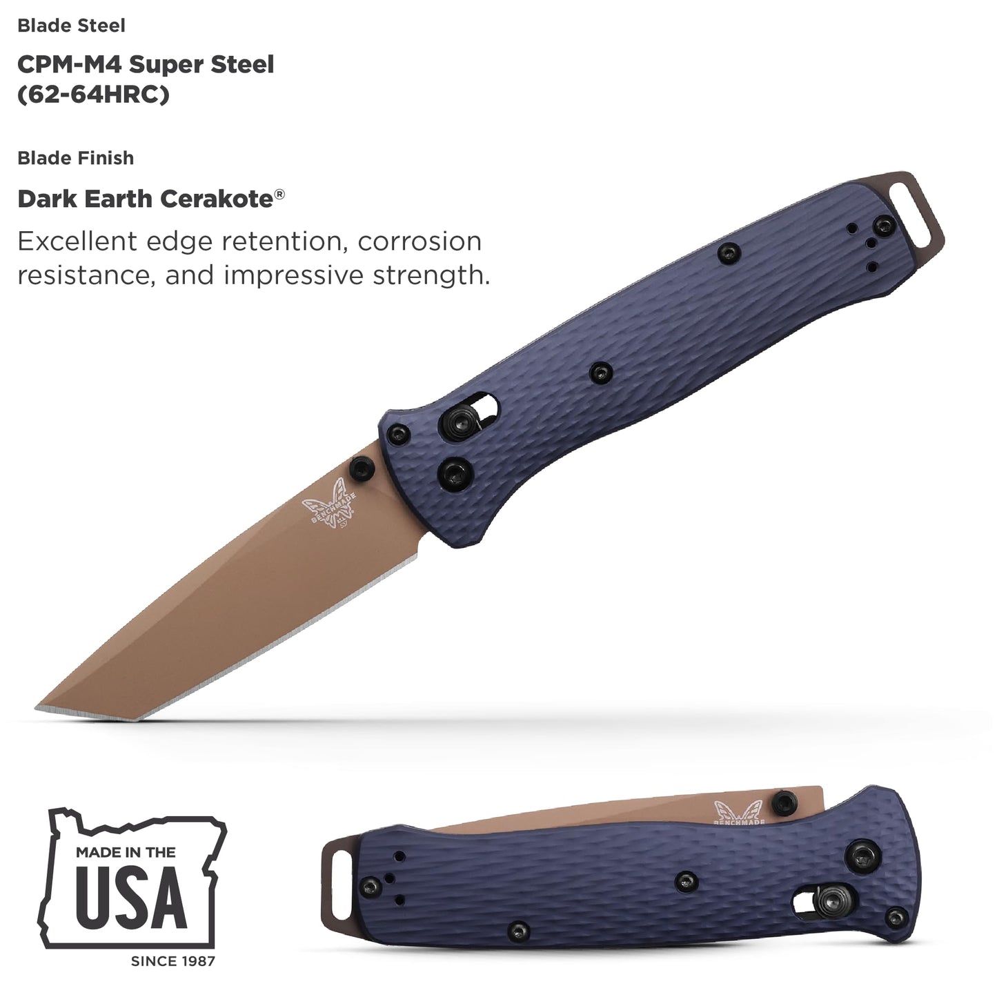 Benchmade - Bailout 537 Tactical Knife with Crater Blue Aluminum Handle (537FE-02)