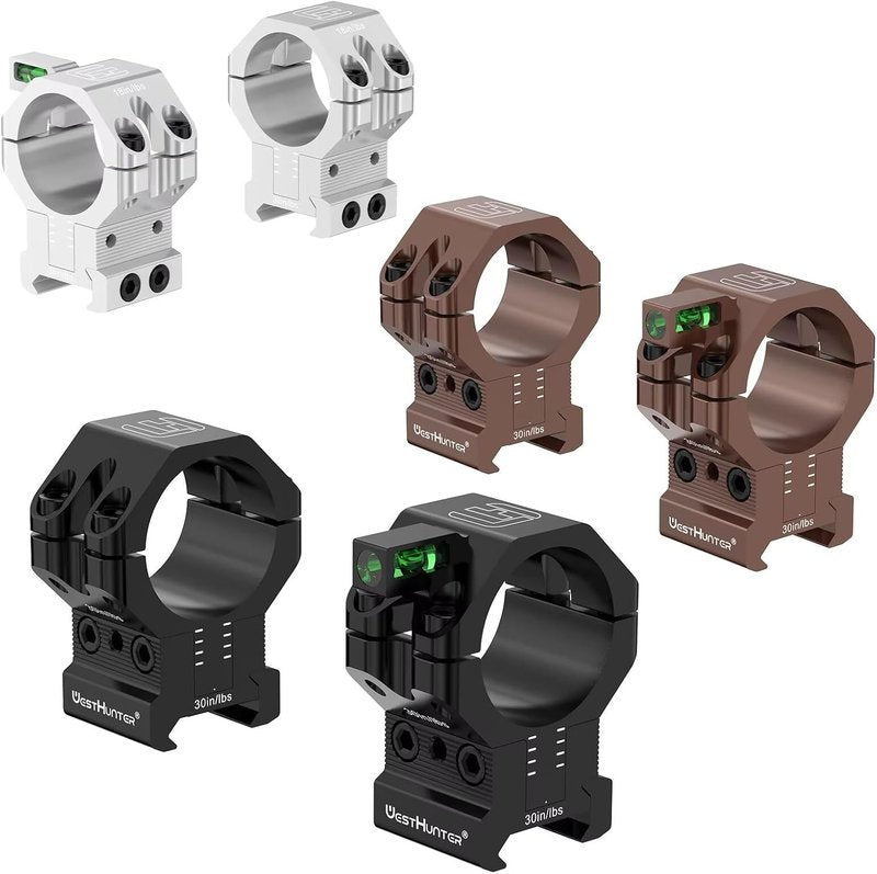 Precision Picatinny Scope Rings - 120 MOA Adjustable Height Mount for 1 Inch, 30mm, 34mm Tubes | Includes Bubble Level