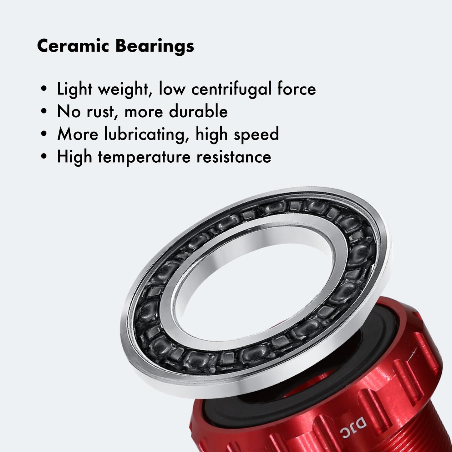 DJC Bike Ceramic Bearing Bottom Bracket BSA 68-73mm English Threaded BB 24mm Spindle, Fit MTB Road Bike Hollow Deore XT SLX R7000 R8000 4700 5800 6800 IXF Prowheel(Ceramic 24-24mm red)