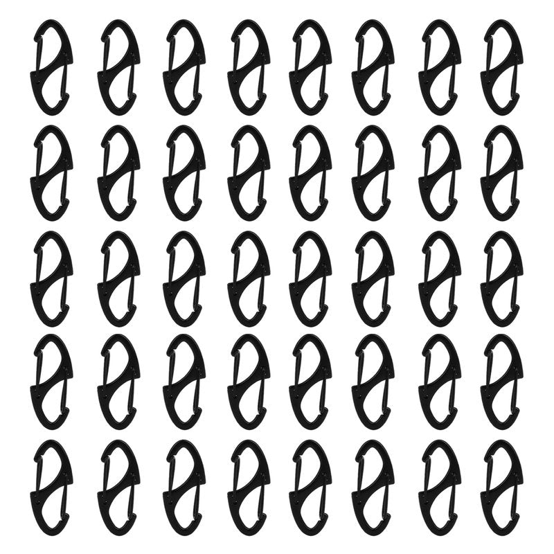 40 Pieces of S Shaped Double Carabiner Keychain – (1.6 Inch) Dual Gate S Binder Carabiner – Ideal for Camping Traveling Fishing (Black)