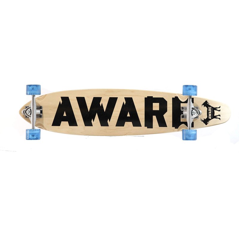 Aware Complete 38" Longboard wt 150mm Silver Reverse Kingpin Trucks, Clear Blue Wheels; 65x47mm 78A, ABEC-7 percision Bearings and 3mm Rubber risers for All Ages