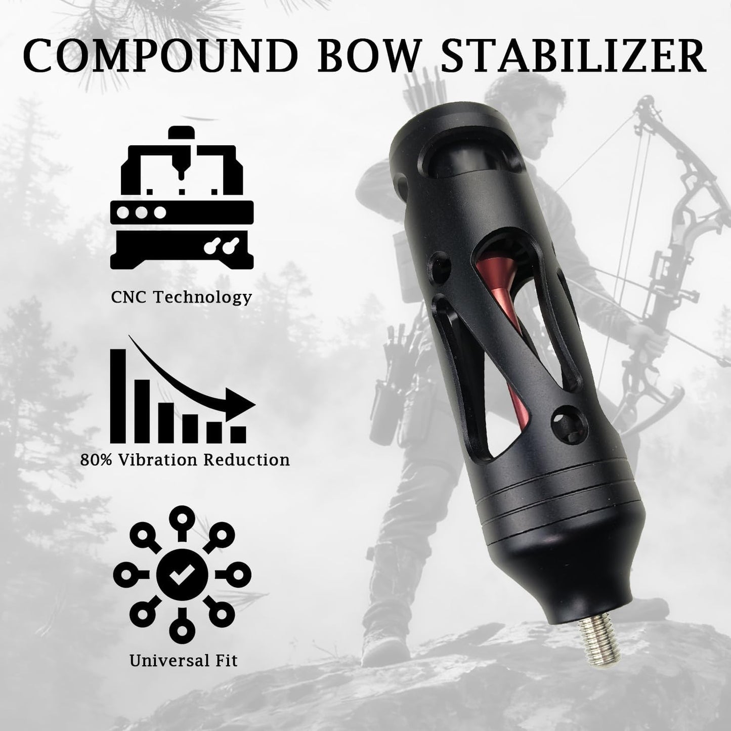 Three Archers Compound Bow Stabilizer - CNC Machined Vibration Dampener for Archery & Hunting | Aluminum for Noise Reduction & Accuracy