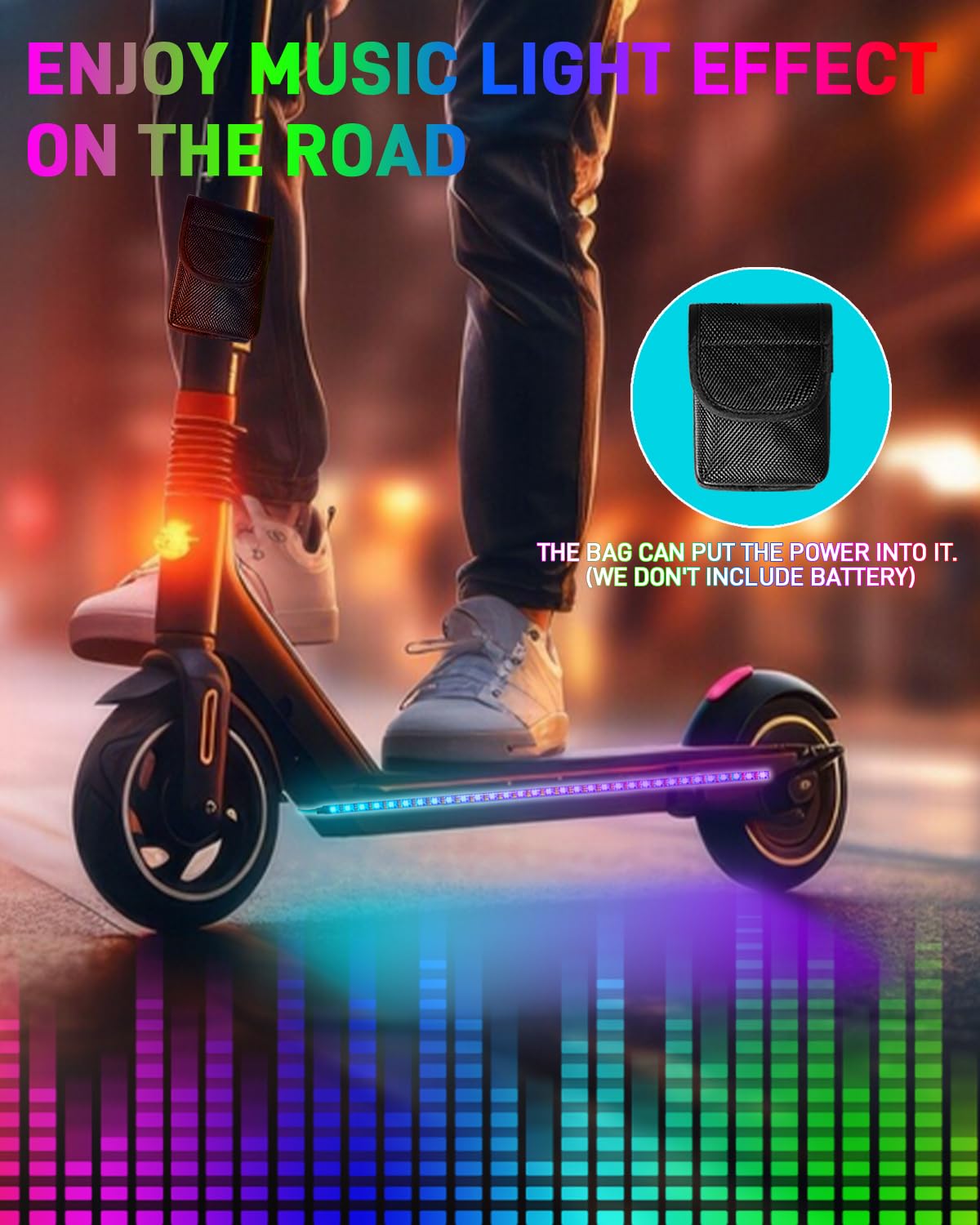 Miisiya Scooter Lights for Night Riding, Electric Scooter Led Strip Lights APP Control RGBIC for Scooter Lights Bicycle Skateboard