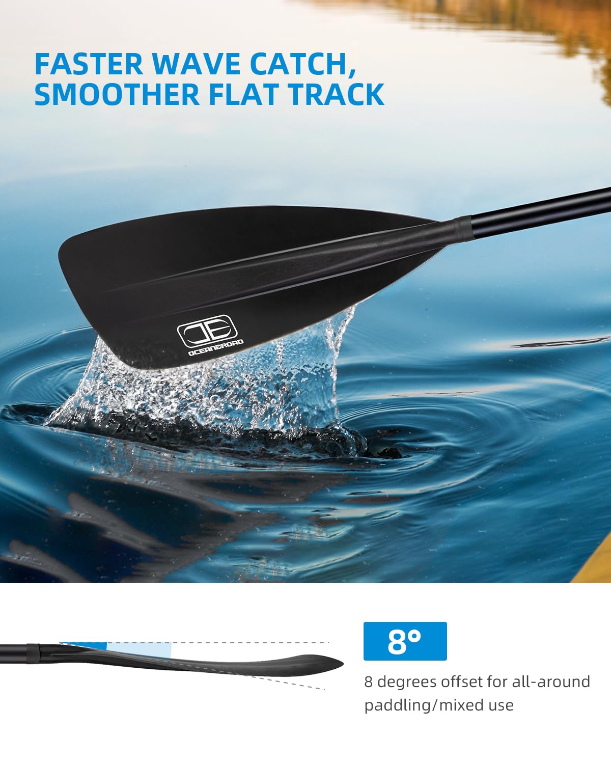 OCEANBROAD SUP Paddle - Adjustable Stand-Up Paddle for Paddleboard Kayak, Adjustable Aluminum Alloy Shaft 68" - 84", 4-Piece, Black