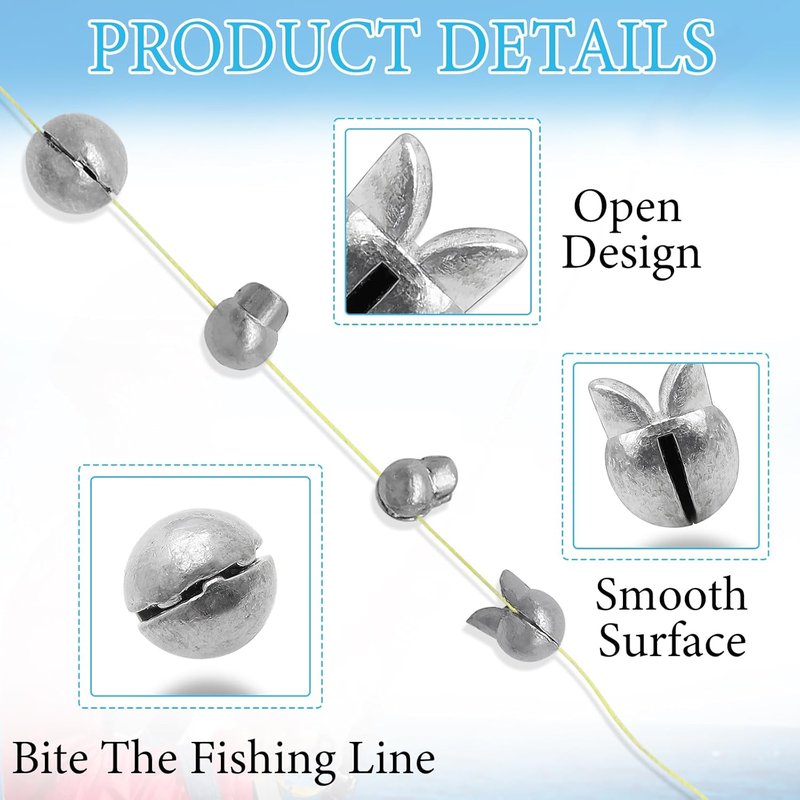 Split Shot Fishing Weights - 100Pcs Removable Lead Sinkers for Freshwater & Saltwater | Open Mouth Design