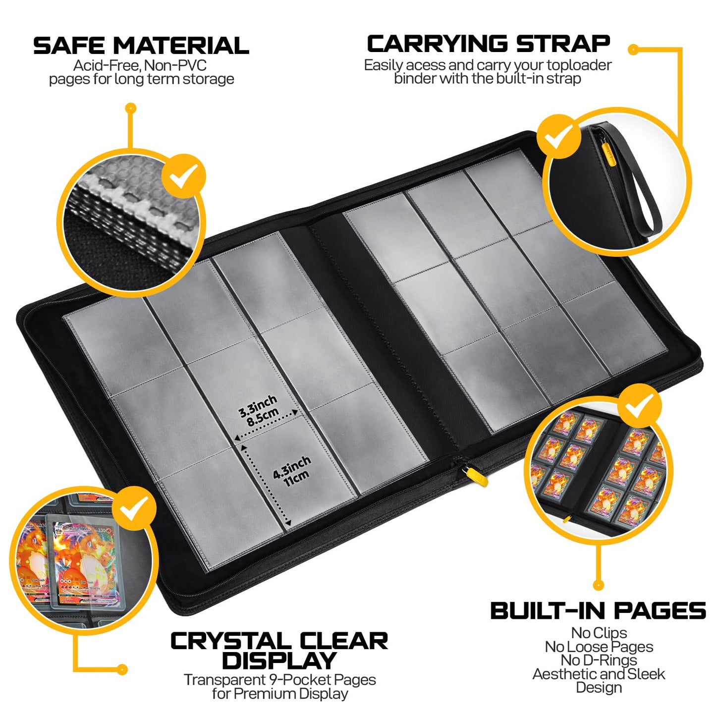 X PRO Top Load Card Binder - Compatible with Top-loading Card Cases - Fits 252 | 20 Premium Loaders Included | 9-Pocket Ringless Double-Sided Pages | Storage for TCG & Sports Cards