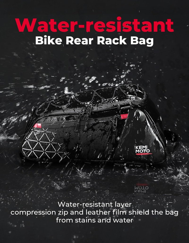 KEMIMOTO 8L Bike Bag with 6L Removable Cooler Bag, Bike Rear Rack Bag PVC Water Resistant Insulated Bag, Bicycle Trunk Pannier with Shoulder for Cycling Ebike Back Seat Storage