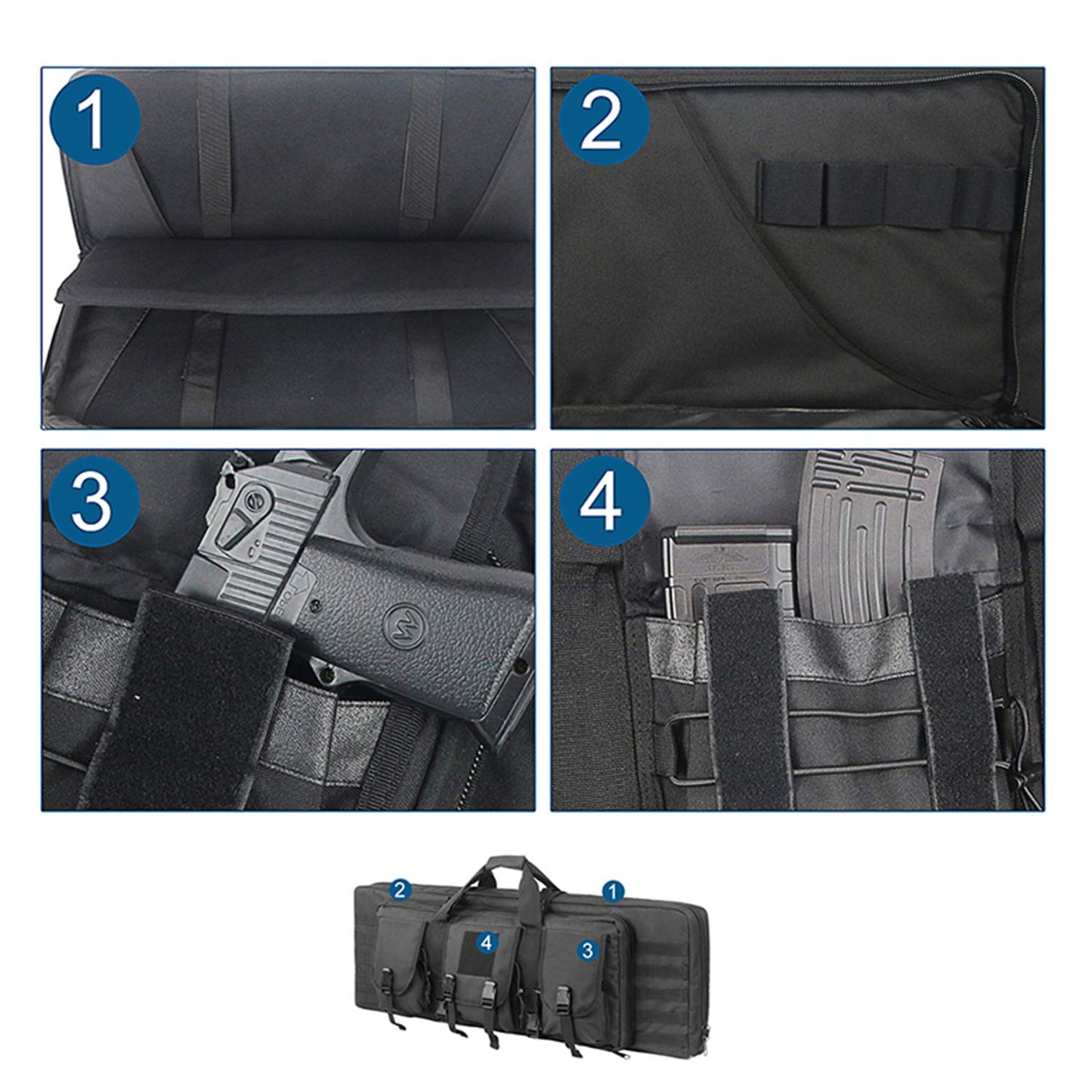 ZSearARMY Double Rifle Bag Firearm Transportation Long rifle Case Outdoor GUN Cases Water Dust Resistant Gun Bag for Tactical, Hunting, training, CS,Available Length in 38" Black