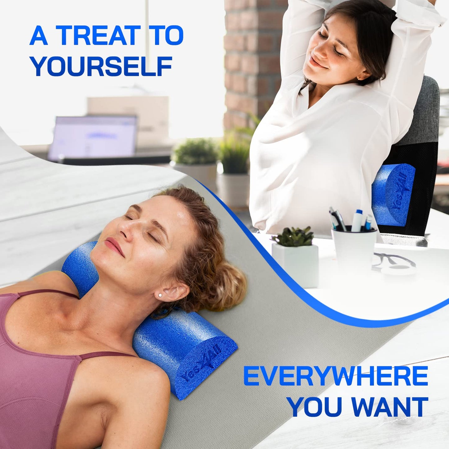 Yes4All Medium Firm Half Foam Rollers for Post-Workout Relaxation, 12/18/24/36 inch PE Foam Roll for Back Massage & Yoga Exercise
