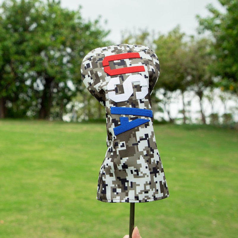 Golf Club Head Covers, Camouflage USA Design Golf Driver Covers, Fairway Wood and Hybrid Head Covers with Interchangeable Tags, Durable Canvas Material Golf Club Covers (Hybrid)