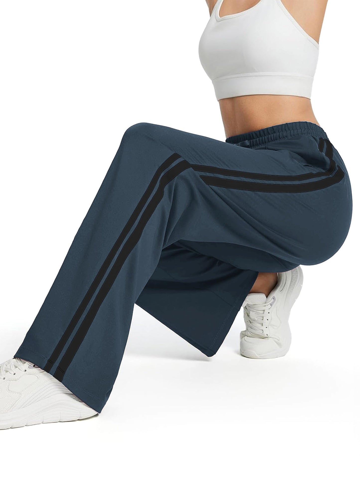 Tapata Women's 32" Inseam Long Track Pants Loose Straight Leg Jogging Sweatpants Warm-Up Sports Athletic Running, Dark Grey, M
