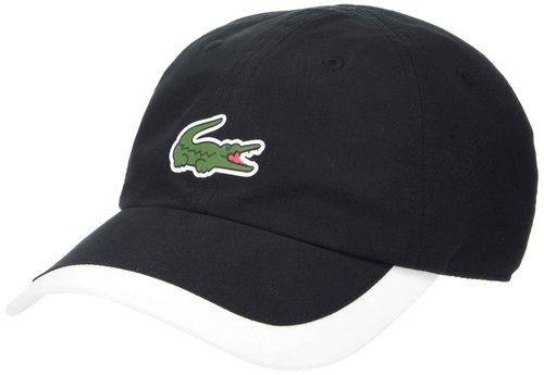 Lacoste Men's Contrast Edge Microfiber Cap, One Size, Black / White