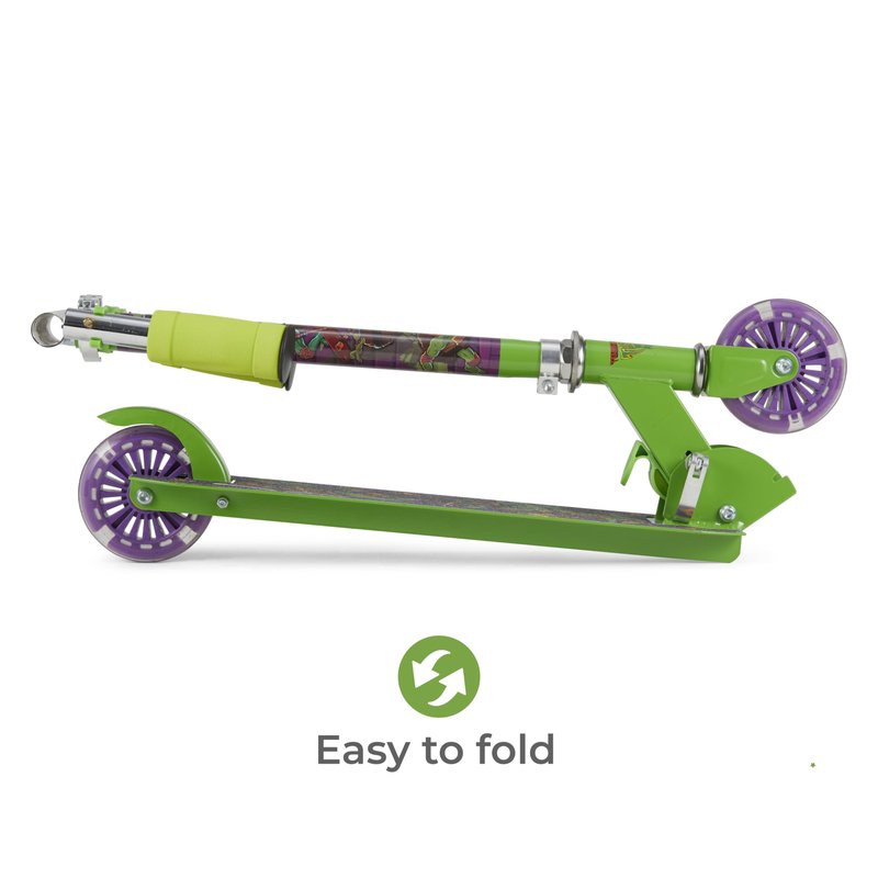 TMNT 2 Wheel Kick Scooter for Kids - Easy & Portable Fold-N-Carry Design, Ultra-Lightweight, Comfortable & Safe, Durable & Easy to Ride