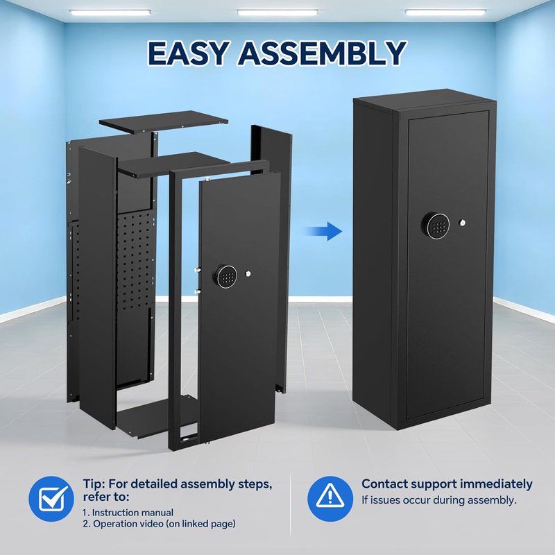 Rifle Safe for Home Security - Quick Access Digital Keypad | Adjustable Shelves for Shotguns & Ammo