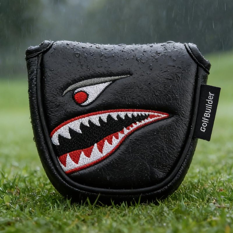 PLUSKER Shark Mallet Putter Head Cover, Magnetic Synthetic Leather Golf Club Protector for Course