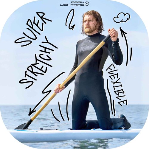 Dark Lightning Full Body Wetsuits for Men, Men's Wet Suit for Cold Water Swimming, Diving Surfing Snorkeling Kayaking Triathlon Wetsuit, Black,3/2mm,XL