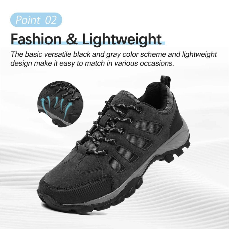 TRAILBLITZ Men's Hiking Shoes Walking Sneakers Outdoor Workout Footwear Non Slip Comfortable Lightweight Breathable Trekking Backpacking Trail Running (11 Men，BlackGray)