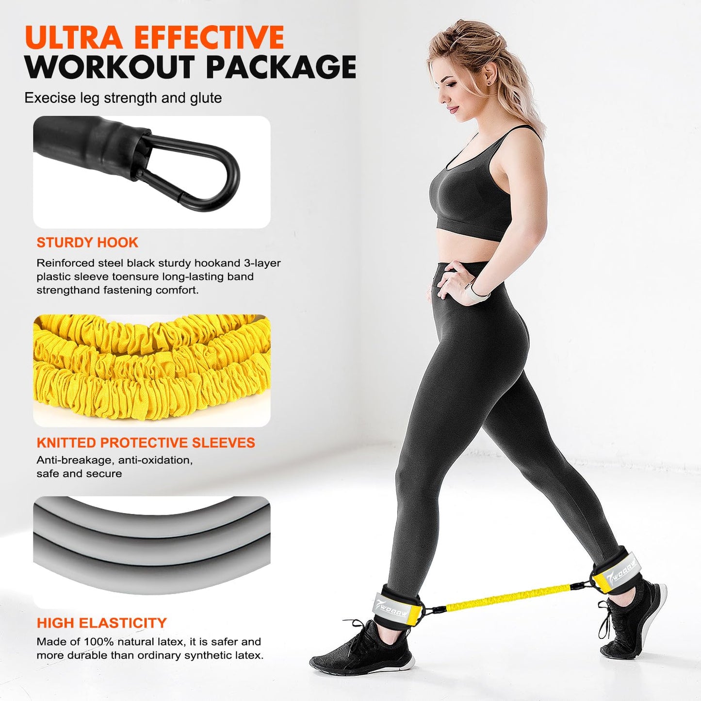 Ankle Resistance Bands with Cuffs, Ankle Bands for Working Out, Glutes Workout Equipment, Butt Exercise Equipment for Kickbacks Hip Fitness Training, Legs Resistance Bands for Women & Men