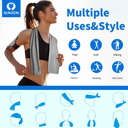 Sukeen 12pack Cooling Towel (40"x12") Bulk Ice Towel,Soft Breathable Chilly Towel,Microfiber Towel for Yoga,Sport,Running,Gym,Workout,Camping,Fitness,Workout & More Activities