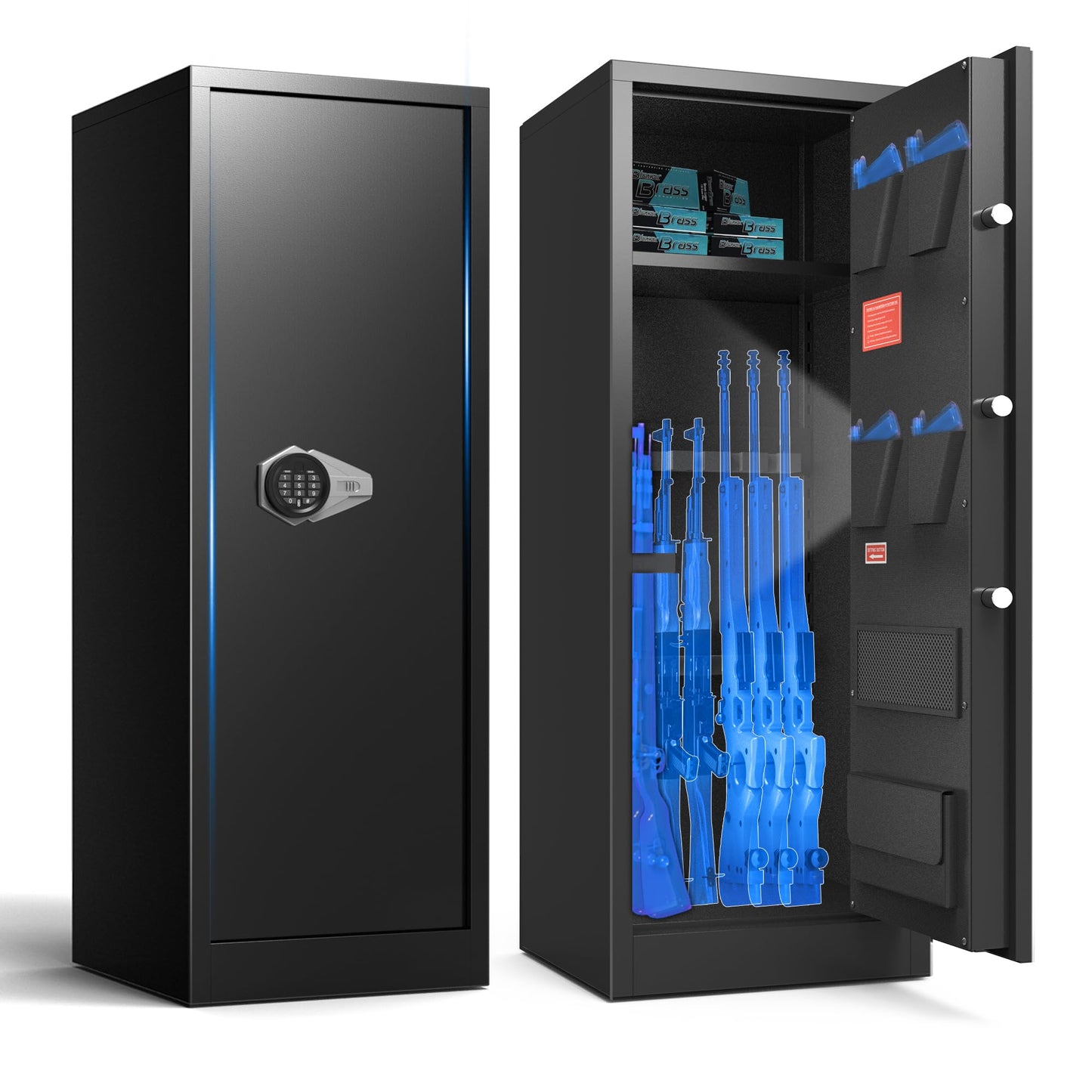 Marcree 8-10 Gun Safe, Large Gun Safes for Rifle & Pistol Storage, Quick Access Rifle Safe, Gun Cabinets for Rifles and Shotguns, Adjustable Shelves, Long Gun Safe with Dual Alarm & Mute Mode