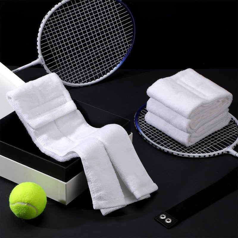 Moukeren 6 Pcs Football Towel Cotton Quarterback Football Field Hand Towel with Hook and Loop Fastener for Sports Football Golf Gym Accessories(White)