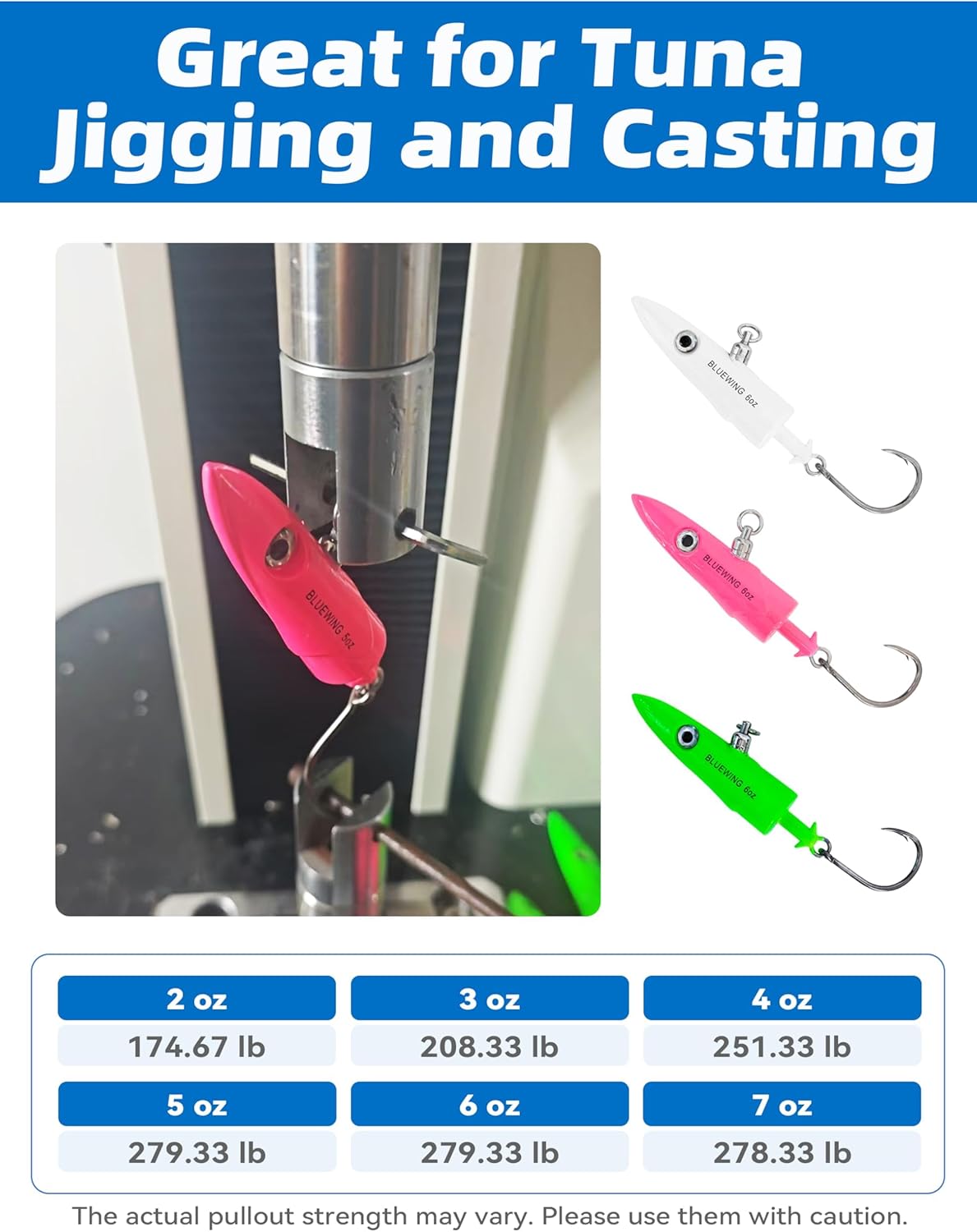 BLUEWING Saltwater Jig Heads - High Carbon Steel Hooks for Big Game Fishing | 2oz-7oz Sizes
