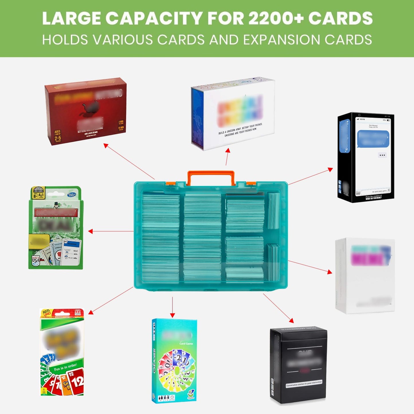 ALKOO 2200+ Large Trading Card Storage Box Case Holder for Kids Against Maturity, C.A.H MTG Deck Organizer for Cards Against Humanity/for Magic The Gathering Sports Cards& Expansions