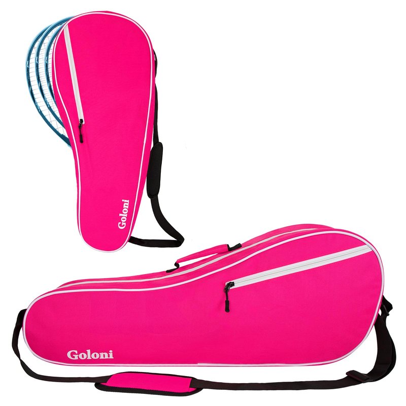 Goloni Tennis Bag for 3-4 Rackets, Water-Resistant Racket Bag with Padded Protection, Portable Tennis & Badminton Bag for Men Women Adults,Pink