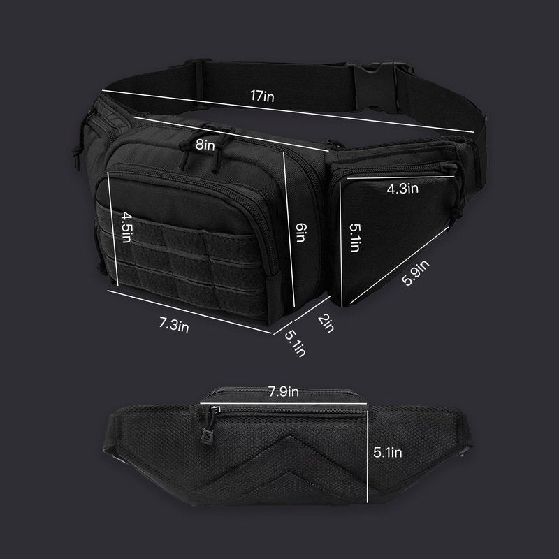 DZHPSRSZ Tactical Fanny Pack for Men,800D Oxford Fabric Fanny Pack for Men,Fanny Packs Man for Hiking Climbing,Fishing,Cycling,Hunting,Adjustable Conceal Carry Tactical Fanny Packs(Black)