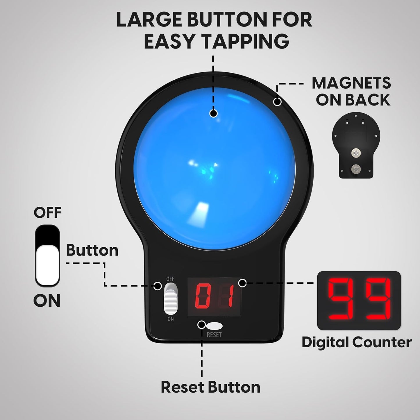 Digital Counter with Magnetic Back - Portable & Compact for Workouts, Golf, Laps | Quiet & Discreet Design