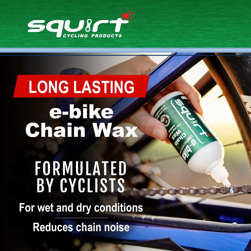 Squirt E-Bike Chain Wax 120 ml with High-Pressure Additives for E-Bikes - Ebike Lubricant for Wet & Dry Conditions - Electric Bike Chain Lube Reduces Noise & Friction - Ebike Accessories
