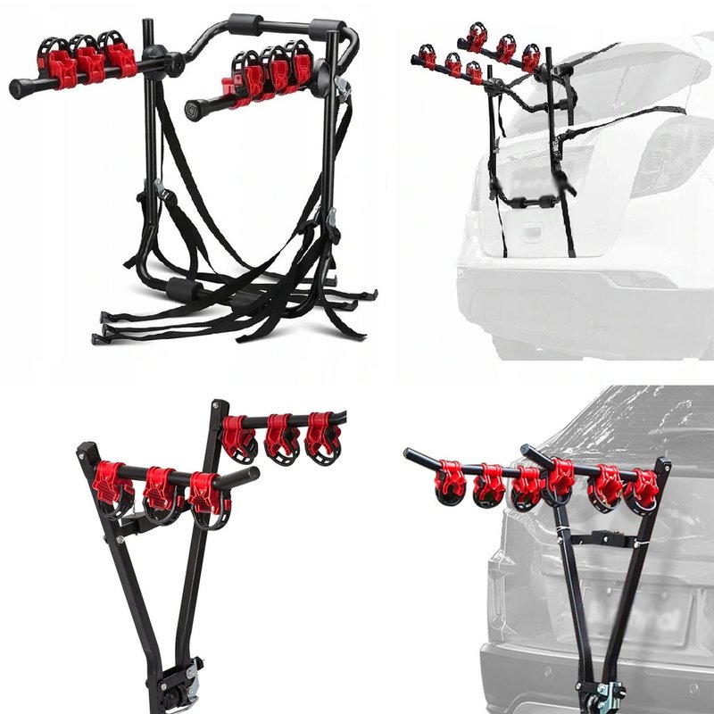 ASENDIWAY 6Pcs/Set Bike Rack Hitch Mount Bicycle Car Bike Rack Strap Replacement Cradles Cargo Carrier Spare Hooks with Rubber Straps Car Racks Accessories 1-1/4"&2" Truck Hitch Red&Black