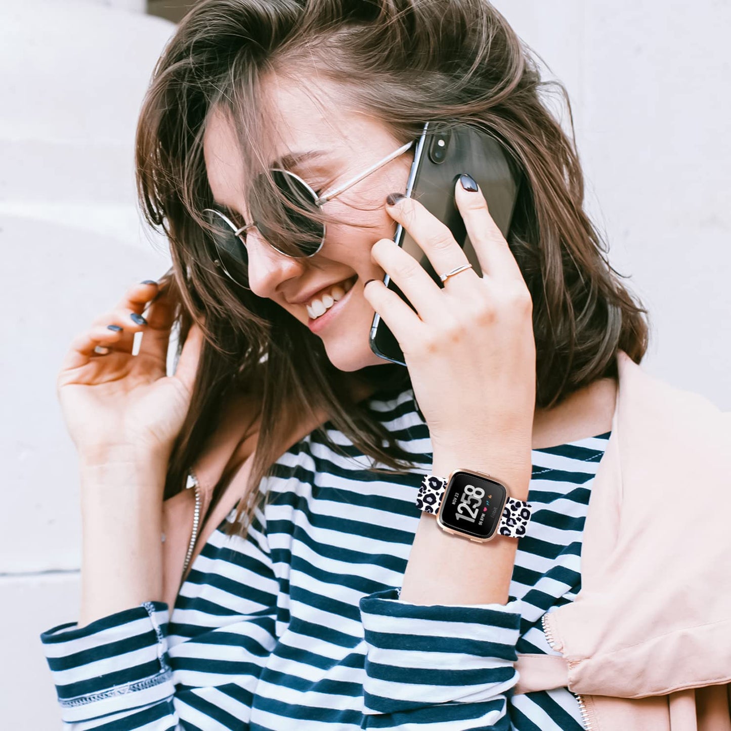 Watbro Band Compatible with Tie-dyed Leopard Print Fitbit Versa/Fitbit Versa 2/Fitbit Versa Lite,Leopard Tie-dyed Print Silicone Sport Band