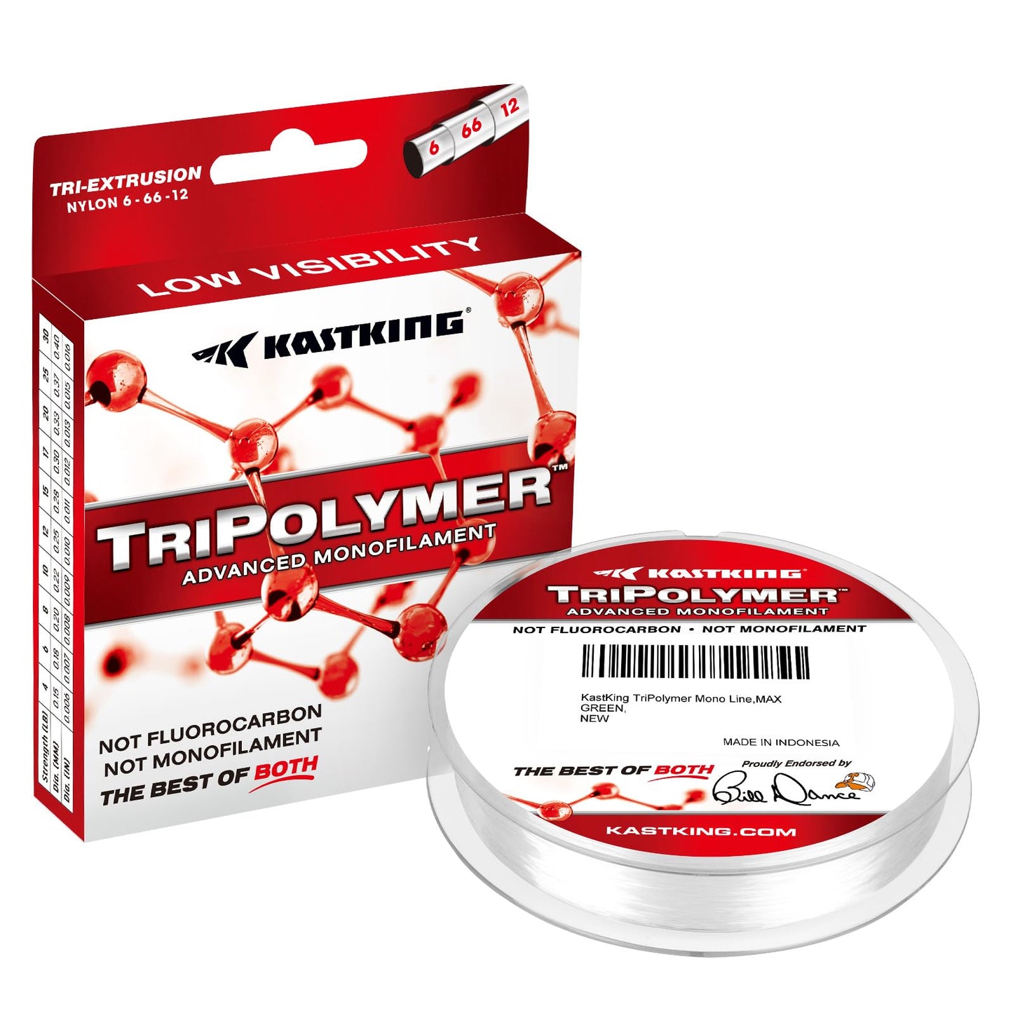 KastKing TriPolymer Advanced Mono Line, 25LB, 300Yds, Ice Clear
