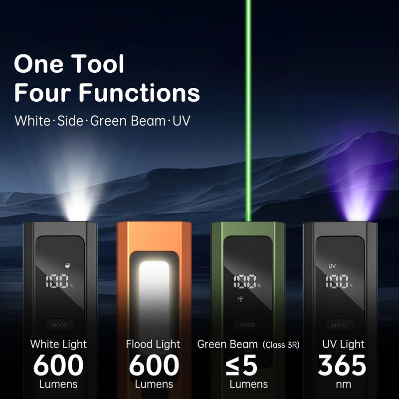 Nexarion EDC Flat Flashlight with Green Beam, UV and White LED Combo, Rechargeable Portable Flash Light with Magnetic Base & Clip, High Lumens for Working, Emergency, Camping, Everyday Carry（Green）