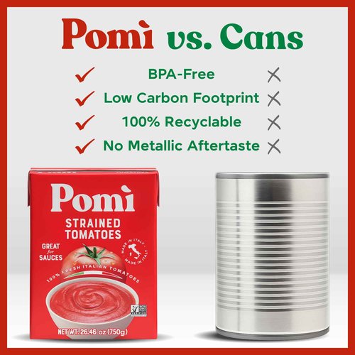 Pomì Strained Tomatoes 26.46oz (Pack of 12) - Creamy, Velvety Tomato Puree, No Additives or Preservatives - Made in Italy with 100% Fresh Italian Tomatoes - BPA-Free, Gluten-Free