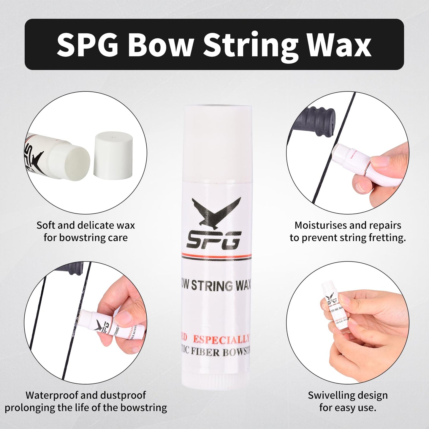 SPG 59ft D Loop Material - Tear and Durable - Archery D Loop String for Compound Bow Withstand 200lbs Bow Release D Loop String with Bow String Wax Bowstring Maintenance Tools