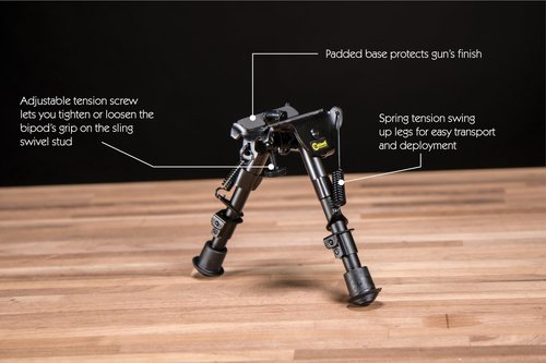 Caldwell XLA Fixed Bipod 6" - 9" with Adjustable Notched Legs and Slim Folding Design for Easy Transport, Rifle Stability, and Target Shooting, Black