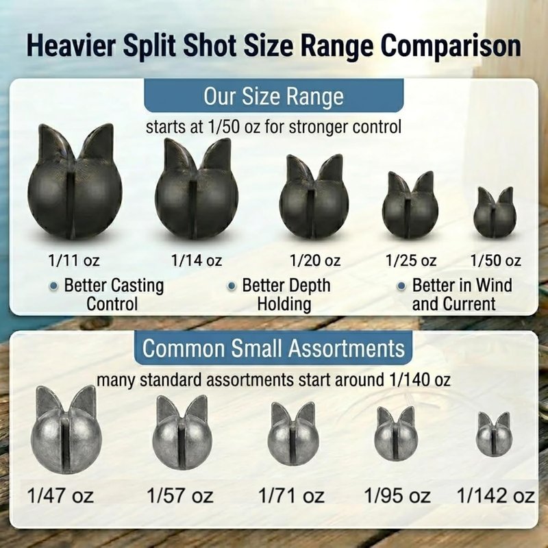Premium Split Shot Fishing Weights - 200/350 Pcs Removable Leakproof Sinkers for Freshwater & Saltwater | 5/6 Sizes