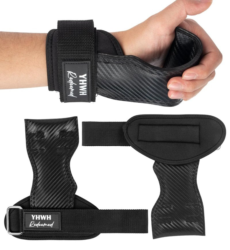 YHWH Redeemed Fingerless Workout Grips for Weightlifting, Pull-Ups & Cross Training – Hand Protection & Grip Support for Men & Women Faith-Based Gym Gear