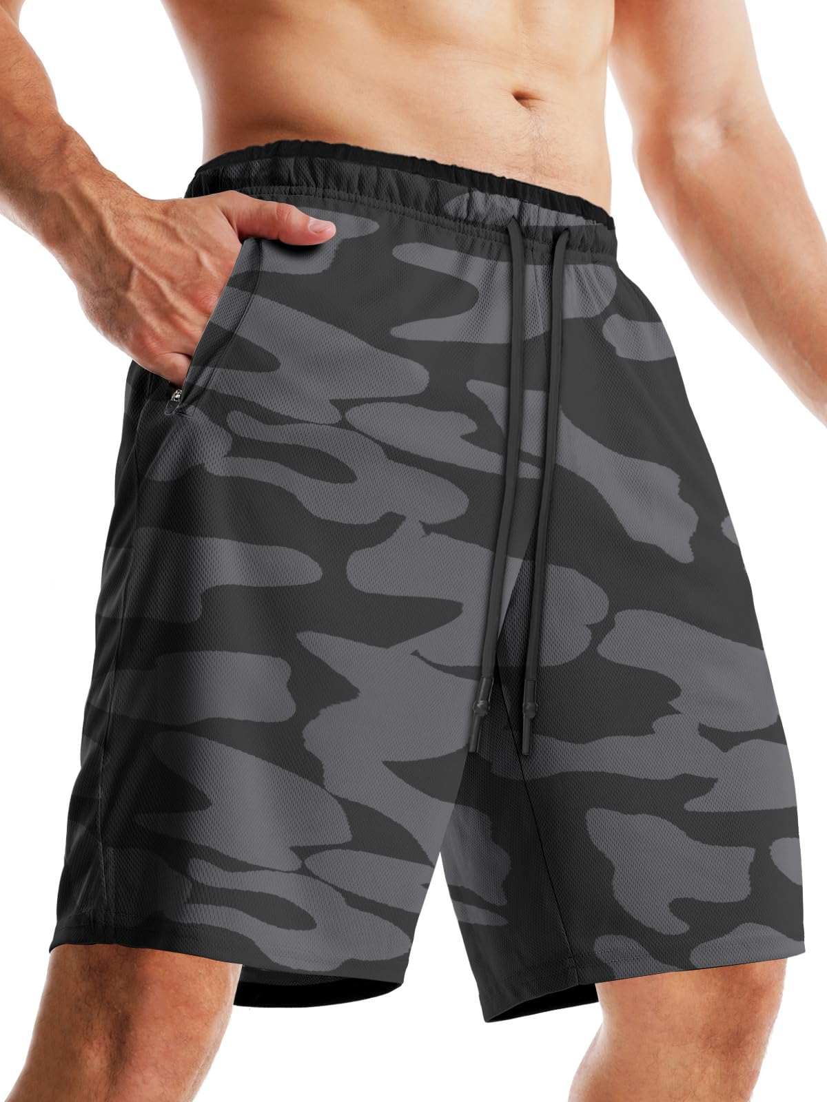 Aolesy Men's Basketball Shorts with Zipper Pockets Lightweight Quick Dry 10 Inch Workout Shorts for Men Athletic Gym