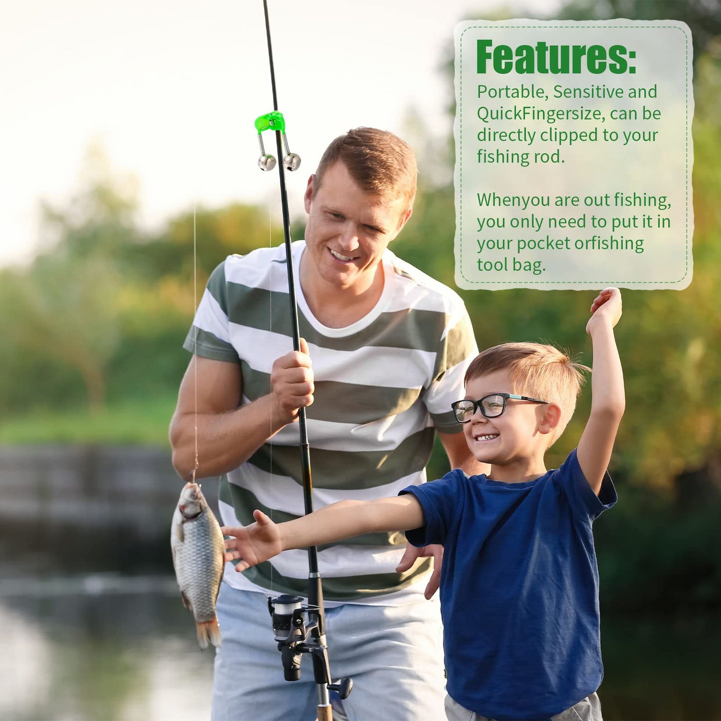 Honoson 200 Pcs Plastic Fishing Bells Clip on Fishing Rod Alarm Bell Fish Bite Alarm Fishing Bite Indicators with Dual Alert Bells