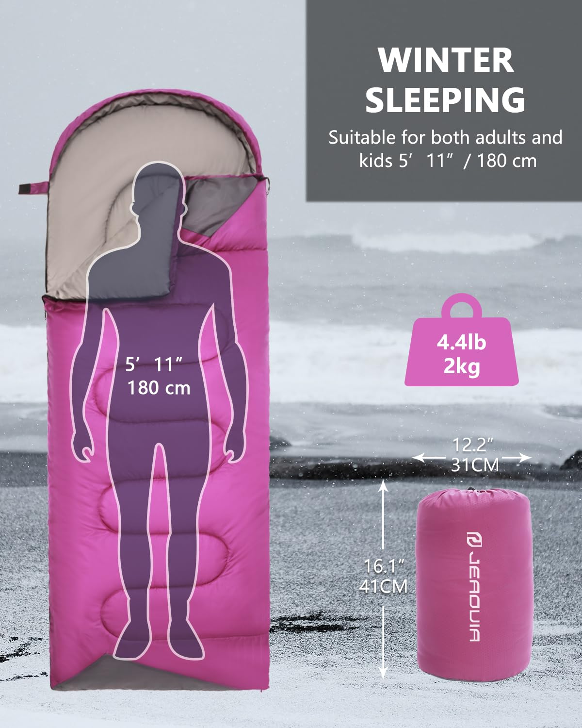 Sleeping Bags for Adults Cold Weather - 20 Degree Big&Tall Size Backpacking Lightweight Waterproof for Girls Boys Mens Teen Women for Camping Hiking Outdoor Travel Hunting with Compression Bags