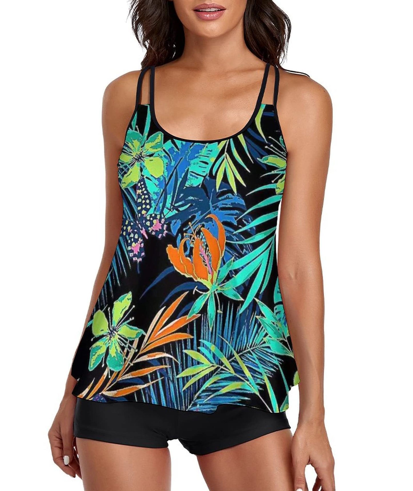 Urchics Womens Gray Tankini Swimsuit Tank Top Two Piece Bathing Suits with Boyshorts Green XXXL