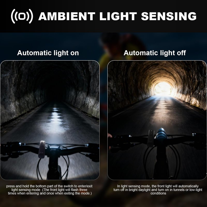 Bike Light for Night Light 1200 Lumens, 4500mAh Battery Bicycle Headlight LED Front Light with Ambient Light Sensing High Beam Low Beam for Men Women Kids Road Mountain Cycling - Mode 21700