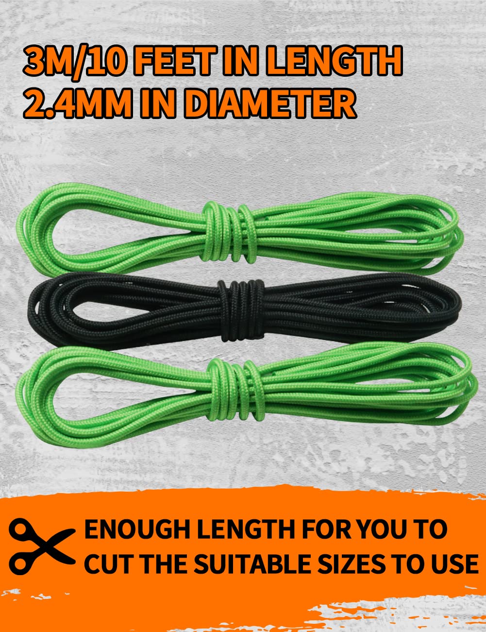 THREE ARCHERS Archery D Loop Rope for Compound Bow D Ring Buckle Release Nocking Loop Material（Pack 3） Bowstring Serving Thread D Loop Buckle (2 Orange+Black)