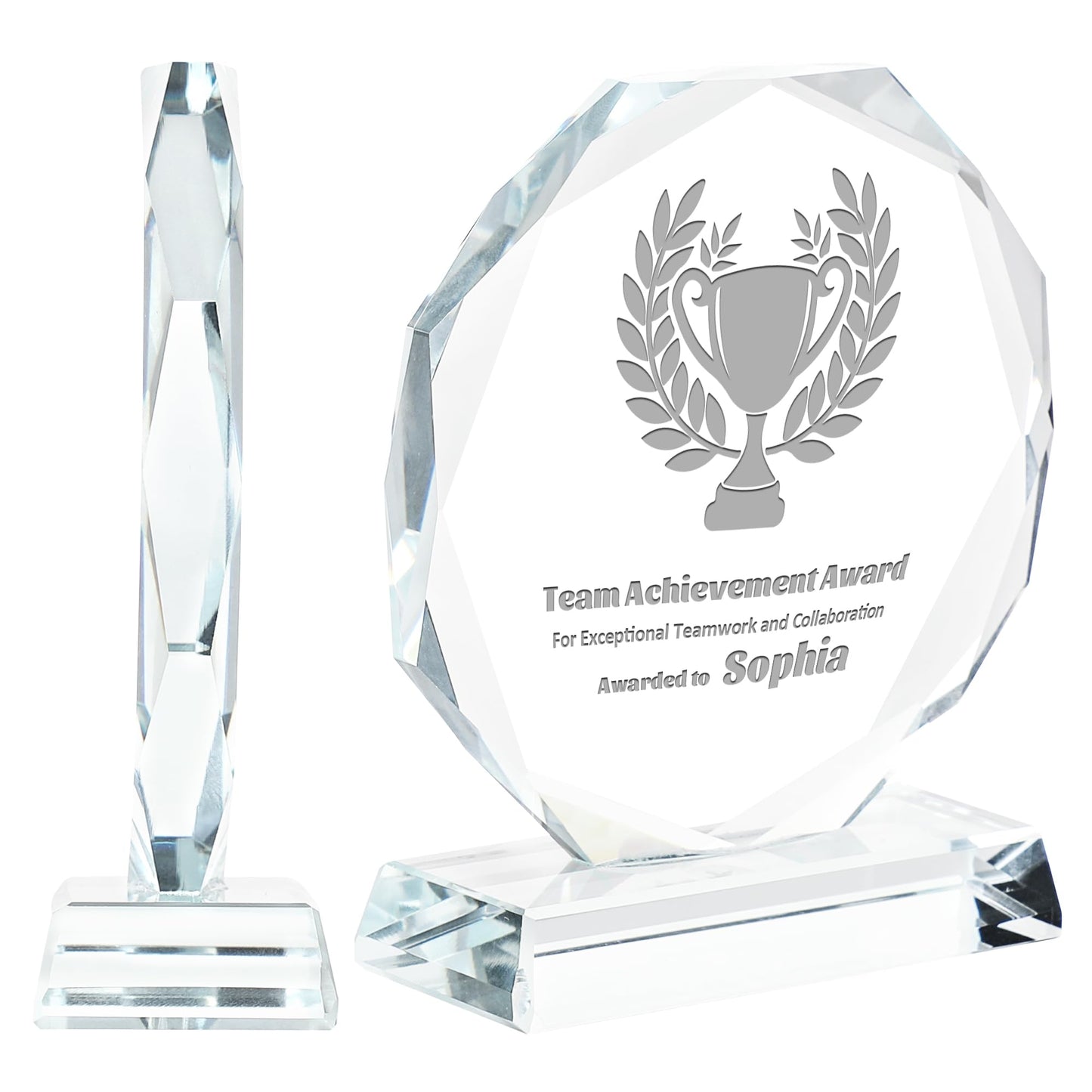 ZALHIN Personalized Crystal Trophy Award - Award for Employees- Plaques Personalized Engraved- Coworker Gift (Choose Logo/Monochrome)